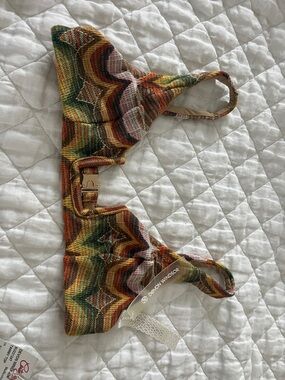 DEVON WINDSOR Green Orange Multicolor Knit Bikini Top with Gold Clasp